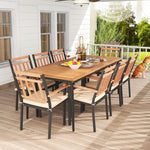  - 9 - Piece Patio Dining Set with 8 Wooden Armchairs - Outdoor Style Company