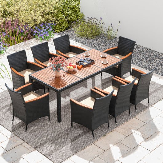  - 9 Pieces Outdoor Dining Set with Acacia Wood Tabletop - Outdoor Style Company