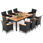  - 9 Pieces Outdoor Dining Set with Acacia Wood Tabletop - Outdoor Style Company