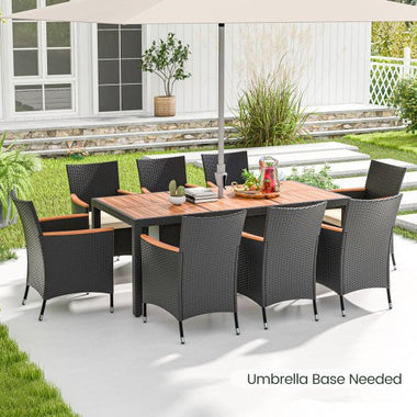  - 9 Pieces Outdoor Dining Set with Acacia Wood Tabletop - Outdoor Style Company