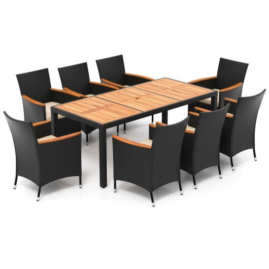  - 9 Pieces Outdoor Dining Set with Acacia Wood Tabletop - Outdoor Style Company