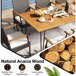  - 9 Pieces Outdoor Patio Dining Set with Acacia Wood Square Table and Umbrella Hole - Outdoor Style Company