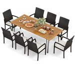  - 9 Pieces Outdoor Patio Dining Set with Soft Cushions and Acacia Wood Square Table - Outdoor Style Company