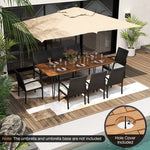  - 9 Pieces Outdoor Patio Dining Set with Soft Cushions and Acacia Wood Square Table - Outdoor Style Company