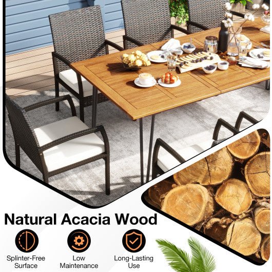  - 9 Pieces Outdoor Patio Dining Set with Soft Cushions and Acacia Wood Square Table - Outdoor Style Company