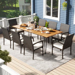  - 9 Pieces Outdoor Patio Dining Set with Soft Cushions and Acacia Wood Square Table - Outdoor Style Company