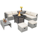  - 9 Pieces Outdoor Patio Furniture Set with 32 - Inch Propane Fire Pit Table - Outdoor Style Company