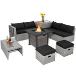  - 9 Pieces Outdoor Patio Furniture Set with 32 - Inch Propane Fire Pit Table - Outdoor Style Company