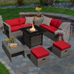  - 9 Pieces Outdoor Patio Furniture Set with 32 - Inch Propane Fire Pit Table - Outdoor Style Company