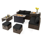  - 9 Pieces Outdoor Patio Furniture Set with 42 Inch Propane Fire Pit Table - Outdoor Style Company