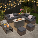  - 9 Pieces Outdoor Patio Furniture Set with 42 Inch Propane Fire Pit Table - Outdoor Style Company