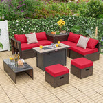  - 9 Pieces Outdoor Patio Furniture Set with 42 Inch Propane Fire Pit Table - Outdoor Style Company