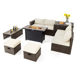  - 9 Pieces Outdoor Patio Furniture Set with 42 Inch Propane Fire Pit Table - Outdoor Style Company