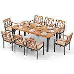  - 9 Pieces Patio Dining Set 39.5 Inch Acacia Wood Table with Umbrella Hole and 22.5 - Inch Wide Chairs - Outdoor Style Company