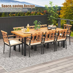  - 9 Pieces Patio Dining Set 39.5 Inch Acacia Wood Table with Umbrella Hole and 22.5 - Inch Wide Chairs - Outdoor Style Company