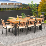  - 9 Pieces Patio Dining Set 39.5 Inch Acacia Wood Table with Umbrella Hole and 24 - Inch Wide Chairs - Outdoor Style Company