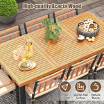  - 9 Pieces Patio Dining Set 39.5 Inch Acacia Wood Table with Umbrella Hole and 24 - Inch Wide Chairs - Outdoor Style Company