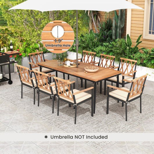  - 9 Pieces Patio Dining Set with 1.9 Inch Umbrella Hole and Seat Cushions - Outdoor Style Company