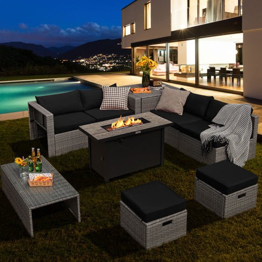  - 9 Pieces Patio Furniture Set with 42 Inches 60000 BTU Fire Pit - Outdoor Style Company