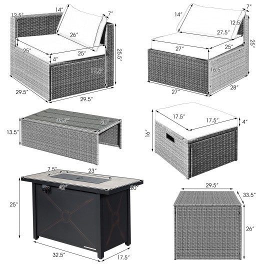  - 9 Pieces Patio Furniture Set with 42 Inches 60000 BTU Fire Pit - Outdoor Style Company