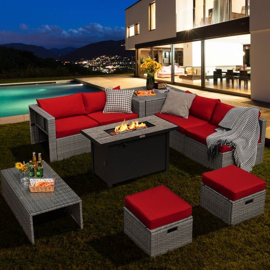  - 9 Pieces Patio Furniture Set with 42 Inches 60000 BTU Fire Pit - Outdoor Style Company