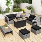  - 9 Pieces Patio Furniture Set with 42 Inches 60000 BTU Fire Pit - Outdoor Style Company