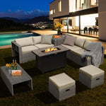  - 9 Pieces Patio Furniture Set with 42 Inches 60000 BTU Fire Pit - Outdoor Style Company