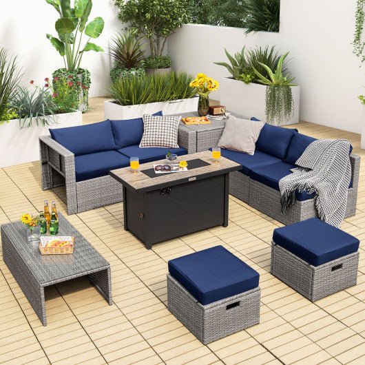  - 9 Pieces Patio Furniture Set with 42 Inches 60000 BTU Fire Pit - Outdoor Style Company