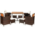  - 9 Pieces Patio Rattan Dining Cushioned Chairs Set - Outdoor Style Company