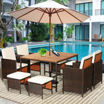  - 9 Pieces Patio Rattan Dining Cushioned Chairs Set - Outdoor Style Company