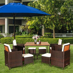  - 9 Pieces Patio Rattan Dining Cushioned Chairs Set - Outdoor Style Company