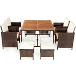  - 9 Pieces Patio Rattan Dining Cushioned Chairs Set - Outdoor Style Company