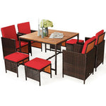  - 9 Pieces Patio Rattan Dining Cushioned Chairs Set - Outdoor Style Company