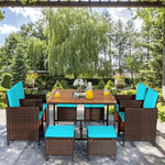  - 9 Pieces Patio Rattan Dining Cushioned Chairs Set - Outdoor Style Company