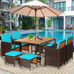  - 9 Pieces Patio Rattan Dining Cushioned Chairs Set - Outdoor Style Company