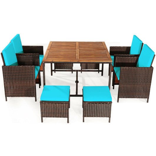  - 9 Pieces Patio Rattan Dining Cushioned Chairs Set - Outdoor Style Company