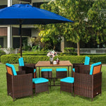  - 9 Pieces Patio Rattan Dining Cushioned Chairs Set - Outdoor Style Company