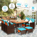  - 9 Pieces Patio Rattan Dining Cushioned Chairs Set - Outdoor Style Company