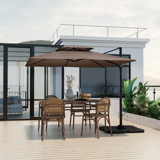  - 9.5 Feet Cantilever Patio Umbrella with 360° Rotation and Double Top - Outdoor Style Company