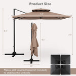  - 9.5 Feet Cantilever Patio Umbrella with 360° Rotation and Double Top - Outdoor Style Company