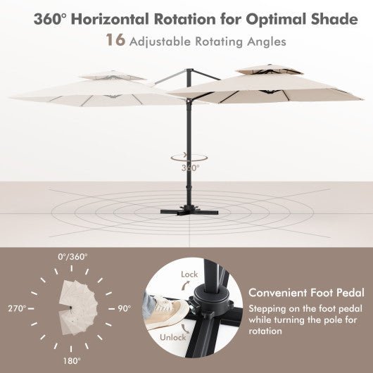  - 9.5 Feet Cantilever Patio Umbrella with 360° Rotation and Double Top - Outdoor Style Company