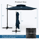  - 9.5 Feet Cantilever Patio Umbrella with 360° Rotation and Double Top - Outdoor Style Company