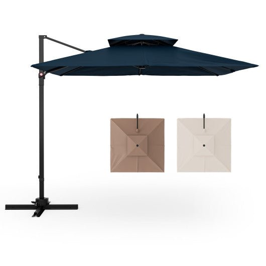  - 9.5 Feet Cantilever Patio Umbrella with 360° Rotation and Double Top - Outdoor Style Company