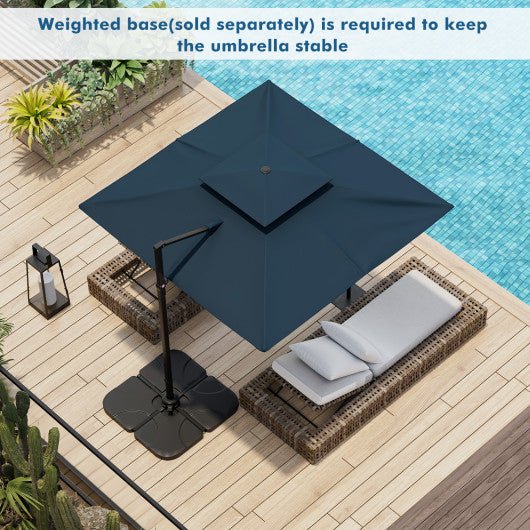  - 9.5 Feet Cantilever Patio Umbrella with 360° Rotation and Double Top - Outdoor Style Company