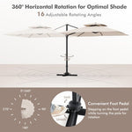  - 9.5 Feet Cantilever Patio Umbrella with 360° Rotation and Double Top - Beige - Outdoor Style Company