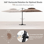  - 9.5 Feet Cantilever Patio Umbrella with 360° Rotation and Double Top - Coffee - Outdoor Style Company