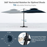  - 9.5 Feet Cantilever Patio Umbrella with 360° Rotation and Double Top - Navy - Outdoor Style Company