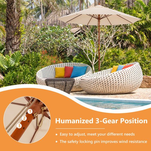  - 9.5 Feet Pulley Lift Round Patio Umbrella with Fiberglass Ribs - Outdoor Style Company