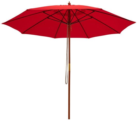  - 9.5 Feet Pulley Lift Round Patio Umbrella with Fiberglass Ribs - Outdoor Style Company