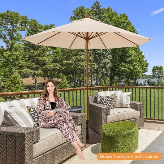  - 9.5 Feet Pulley Lift Round Patio Umbrella with Fiberglass Ribs - Outdoor Style Company